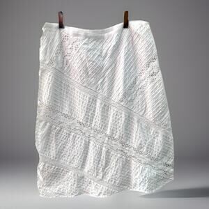 Liz Claiborne Skirt Bias Cut Sz 8 Lace Inset Crochet White Fairycore Cottagecore